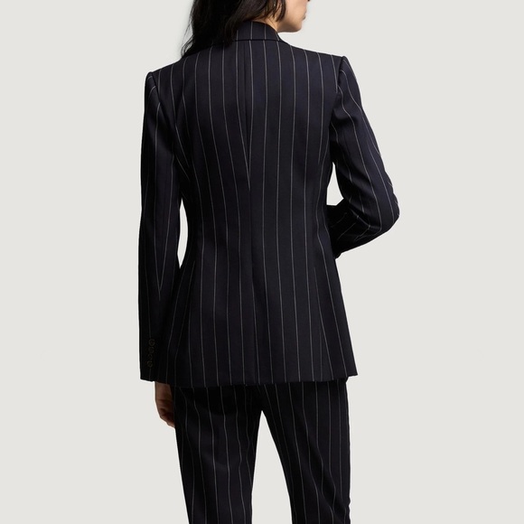 Argent Navy Pinstripe Chelsea Blazer in Stretch Wool - Picture 7 of 8